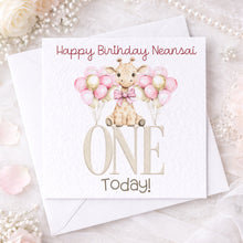 Load image into Gallery viewer, Baby Giraffe  Birthday Card- Age 1-3 PINK

