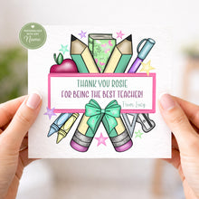 Load image into Gallery viewer, Best Teacher Stationary Card
