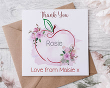 Load image into Gallery viewer, Teacher Greeting Card- Apple Design PINK
