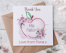 Load image into Gallery viewer, Teacher Greeting Card- Apple Design PINK
