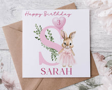 Load image into Gallery viewer, Pink Flopsy bunny birthday card
