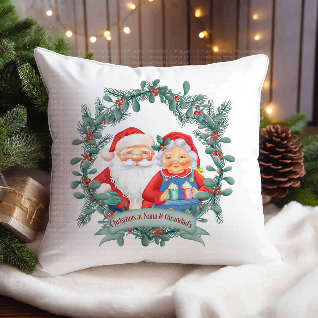 Mr & Mrs  Claus Christmas Cushion