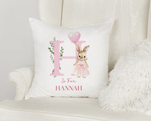Load image into Gallery viewer, Pink Bunny Initial Cushion
