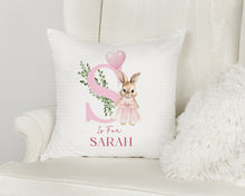 Load image into Gallery viewer, Pink Bunny Initial Cushion
