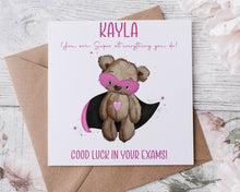 Load image into Gallery viewer, Good Luck in Your Exams Super Bear Greeting Card

