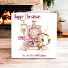 Load image into Gallery viewer, Polar Express Initial Pink- Christmas Card
