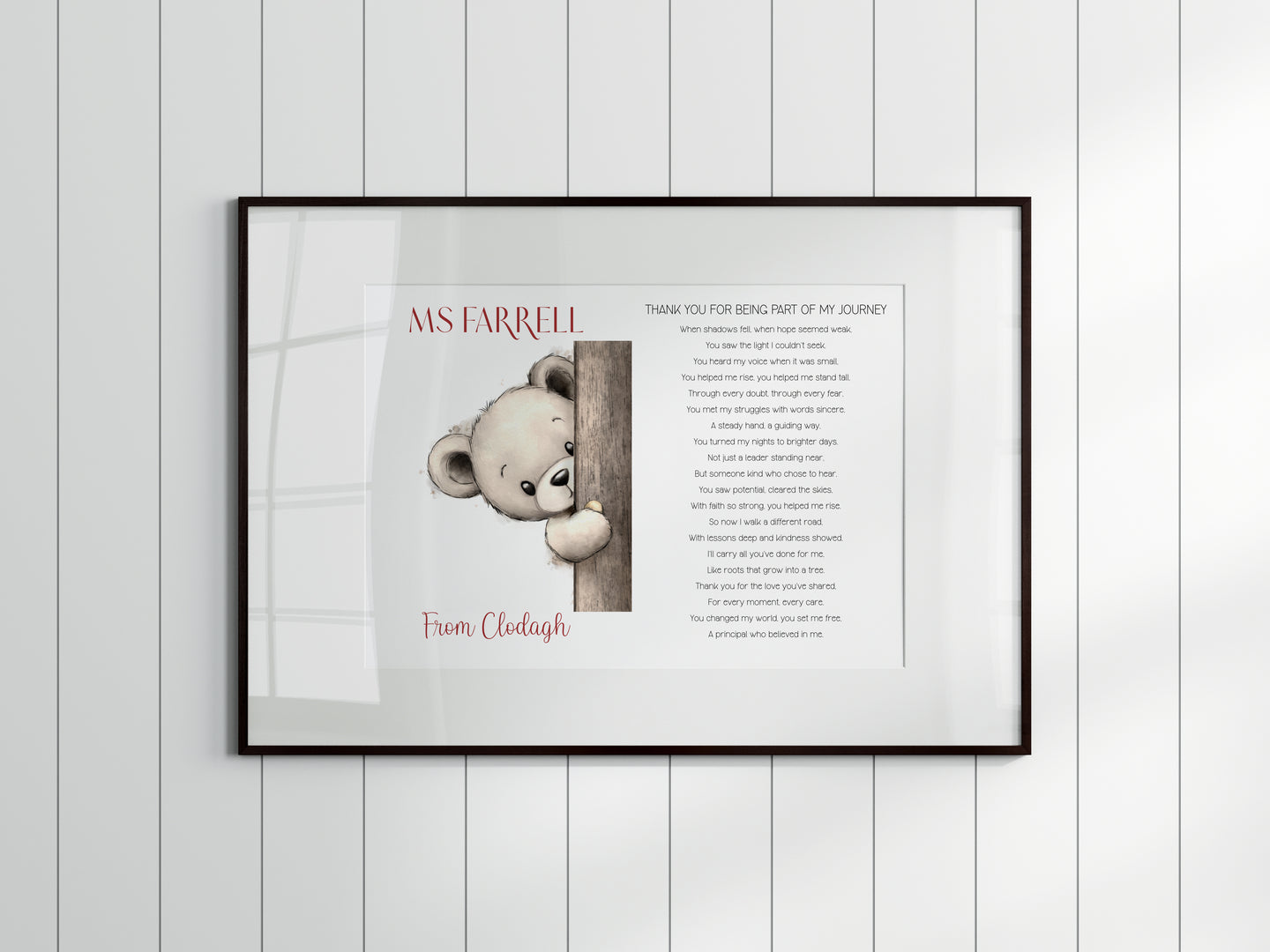Special Teacher/Principal Poem UNFRAMED print A4