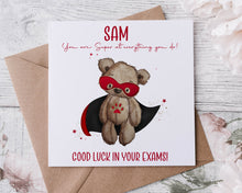 Load image into Gallery viewer, Good Luck in Your Exams Super Bear Greeting Card
