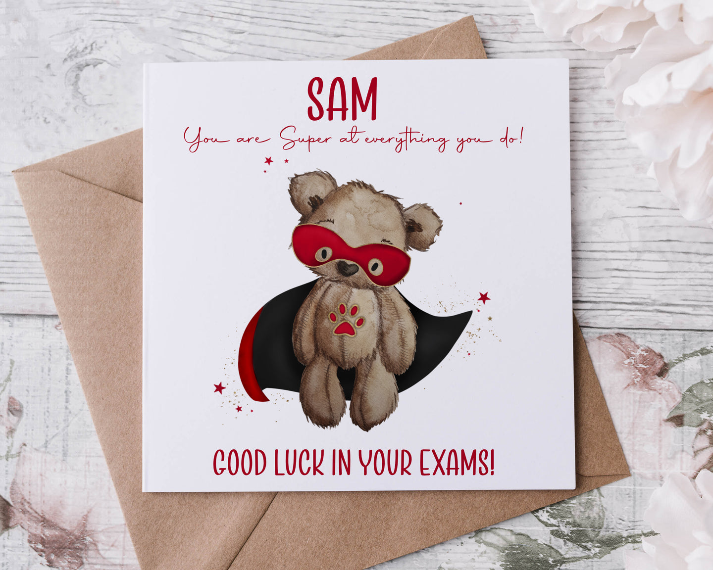 Good Luck in Your Exams Super Bear Greeting Card