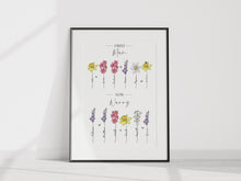 Load image into Gallery viewer, Personalised Birth Flower Print for Grandma | Gift from Grandchildren

