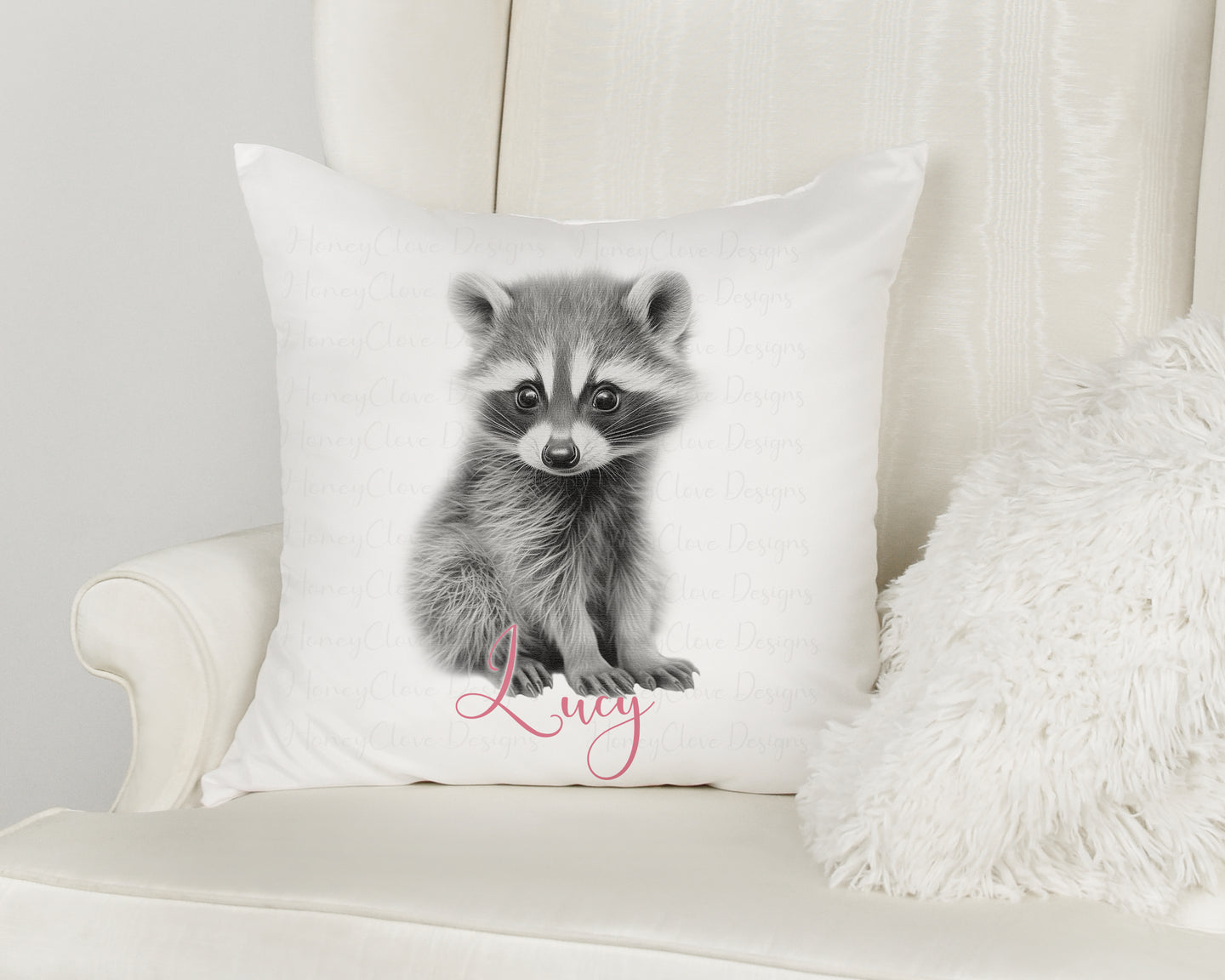 Sketch Design Cushion Racoon