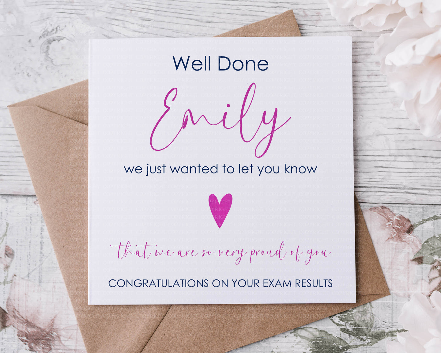 Exam Results Card  - pink or blue heart