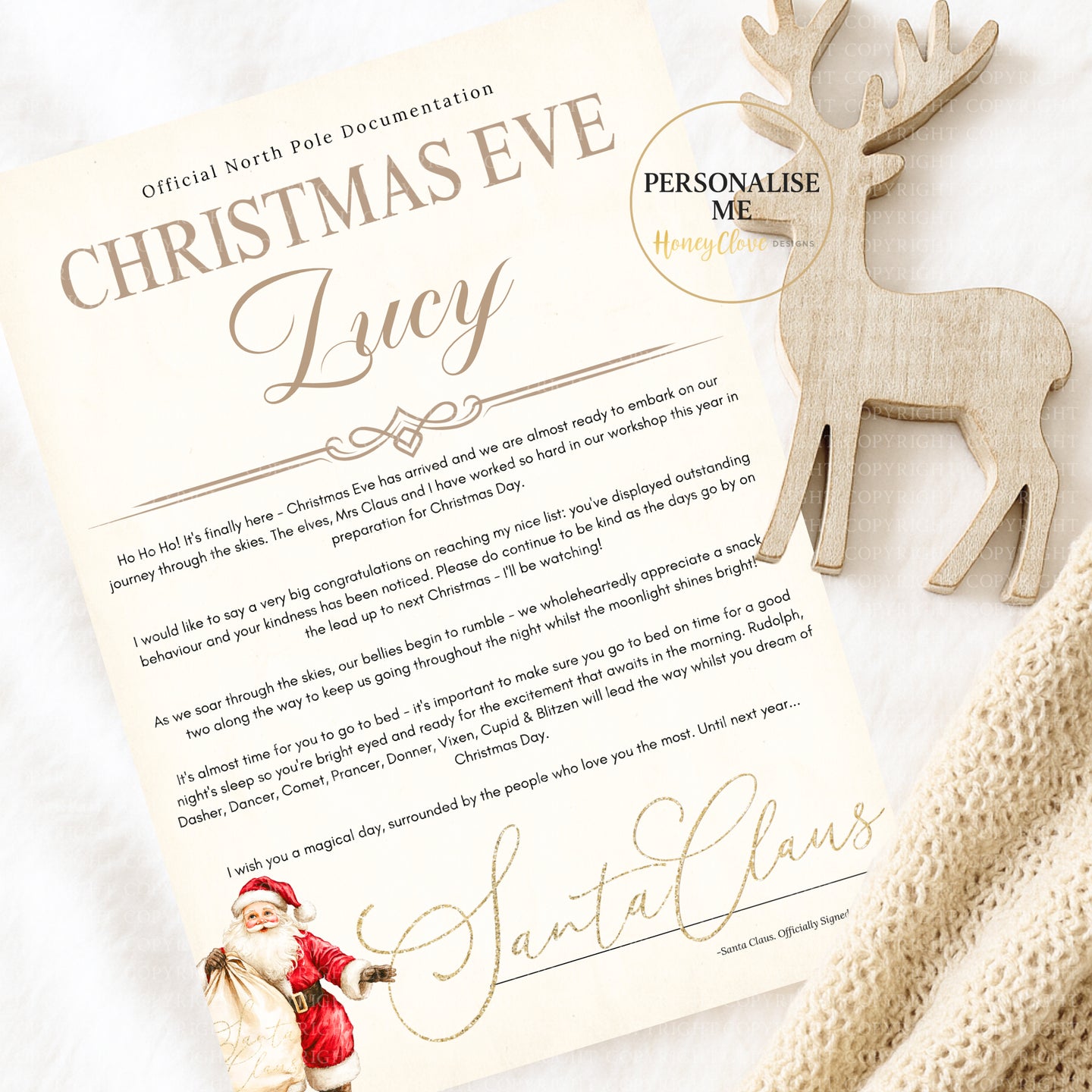 Christmas Eve  Personalised Christmas Letter  (Santa Design)
