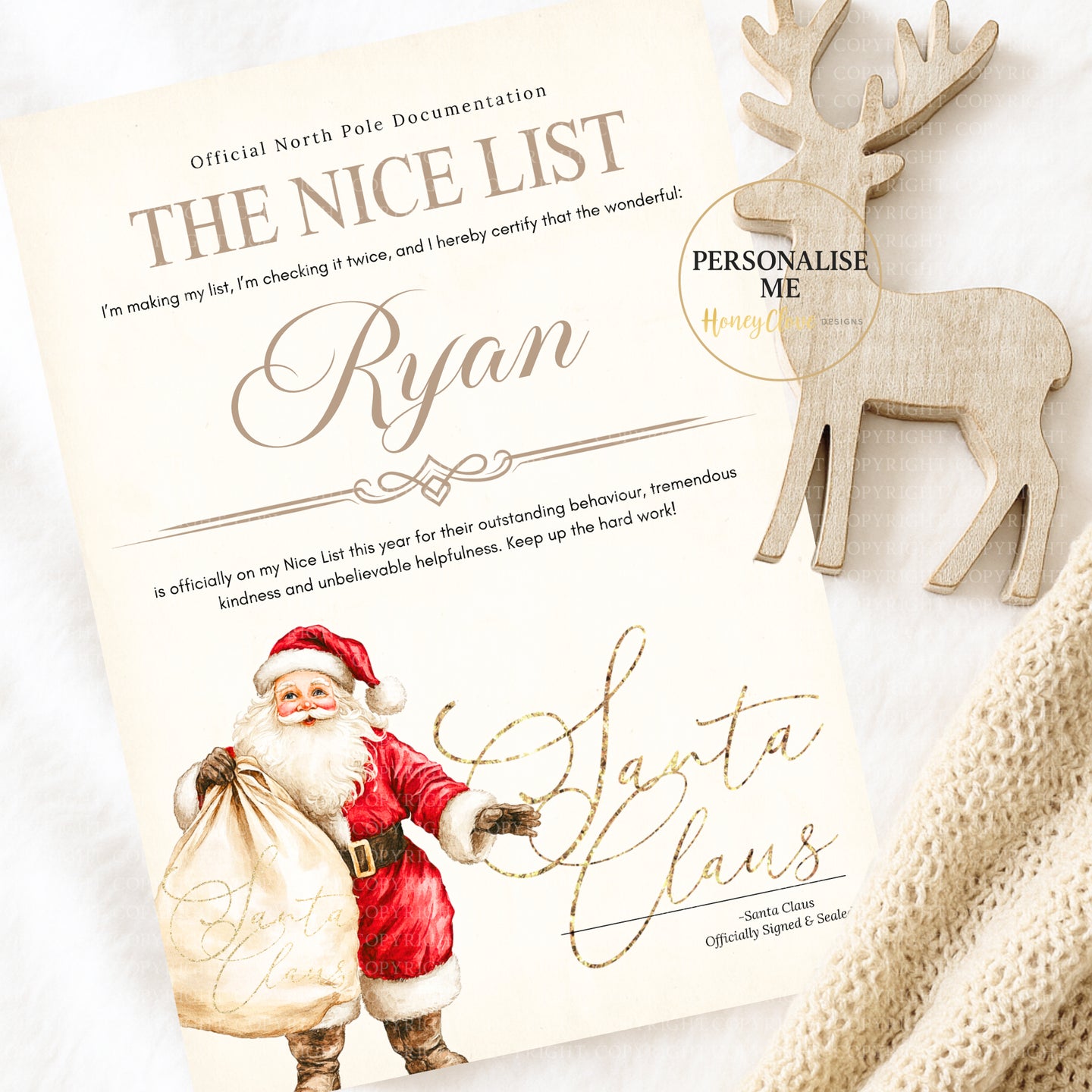 Santa Design Nice List Letter - Christmas