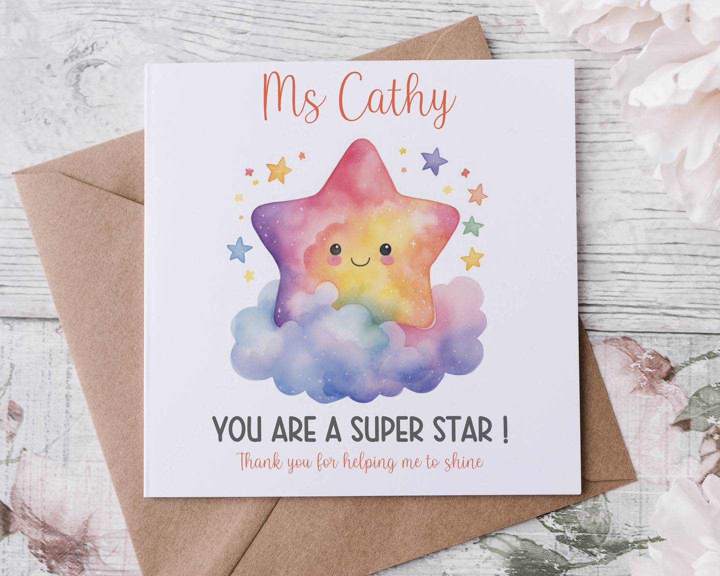 Multi Colour Star Teacher Card