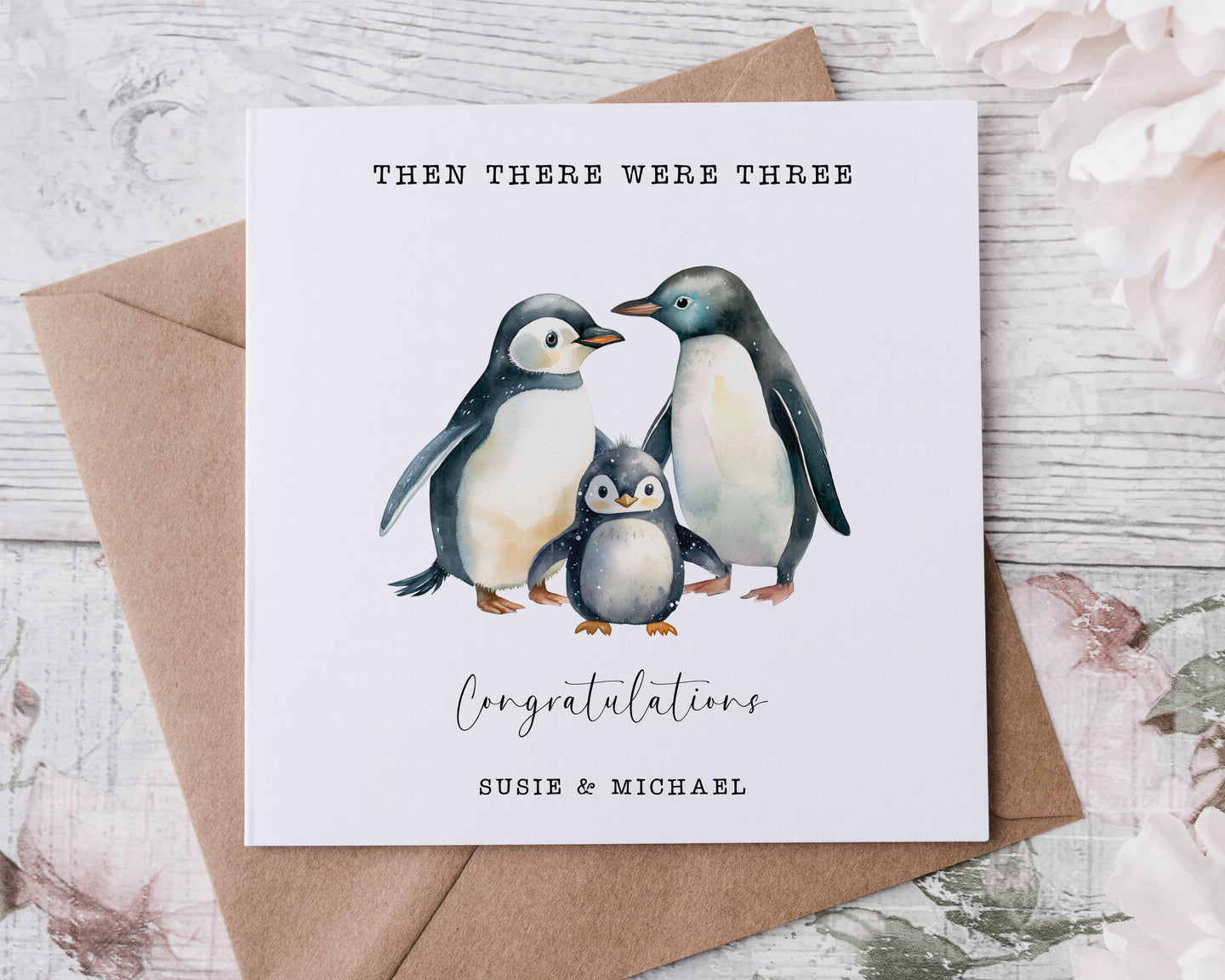 New Born Baby Greeting Card - Then there were 3