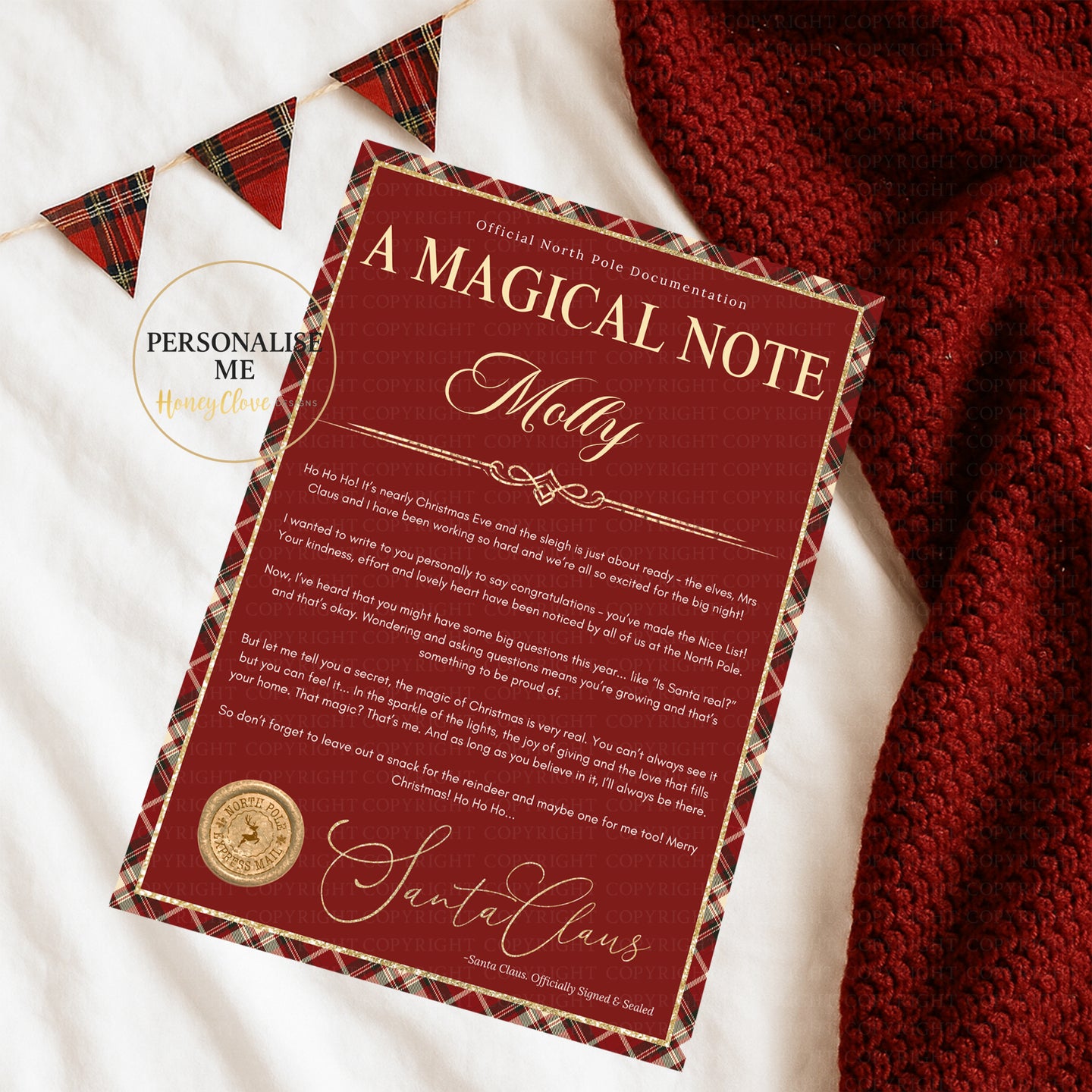 A Magical Note - Personalised Christmas Letter  (Tartan)