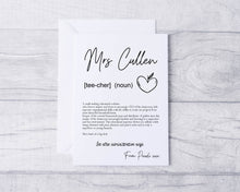 Load image into Gallery viewer, Teacher/Principal/SNA Definition Card
