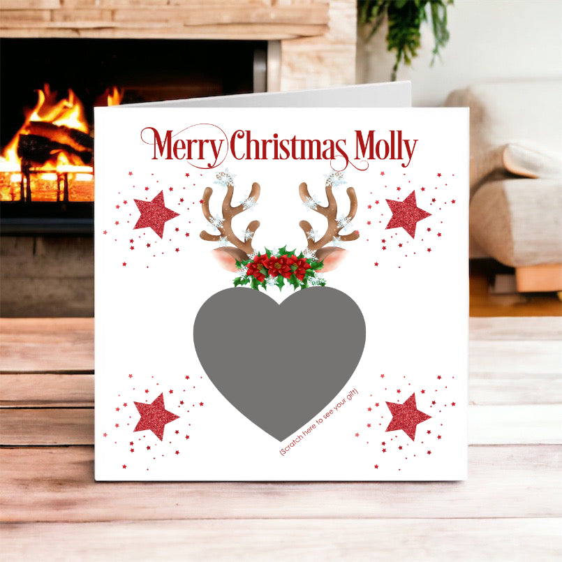 Christmas Scratch Card Greeting Card - ANTLERS 1