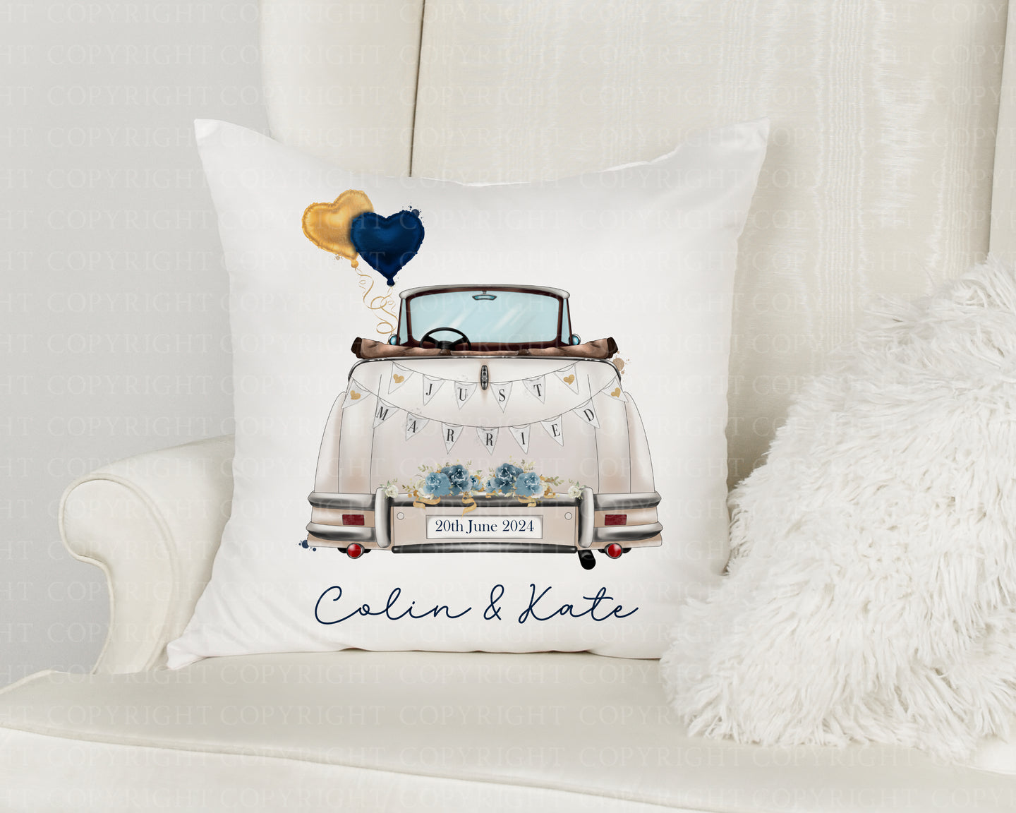 Wedding Car with Balloons- Cushion