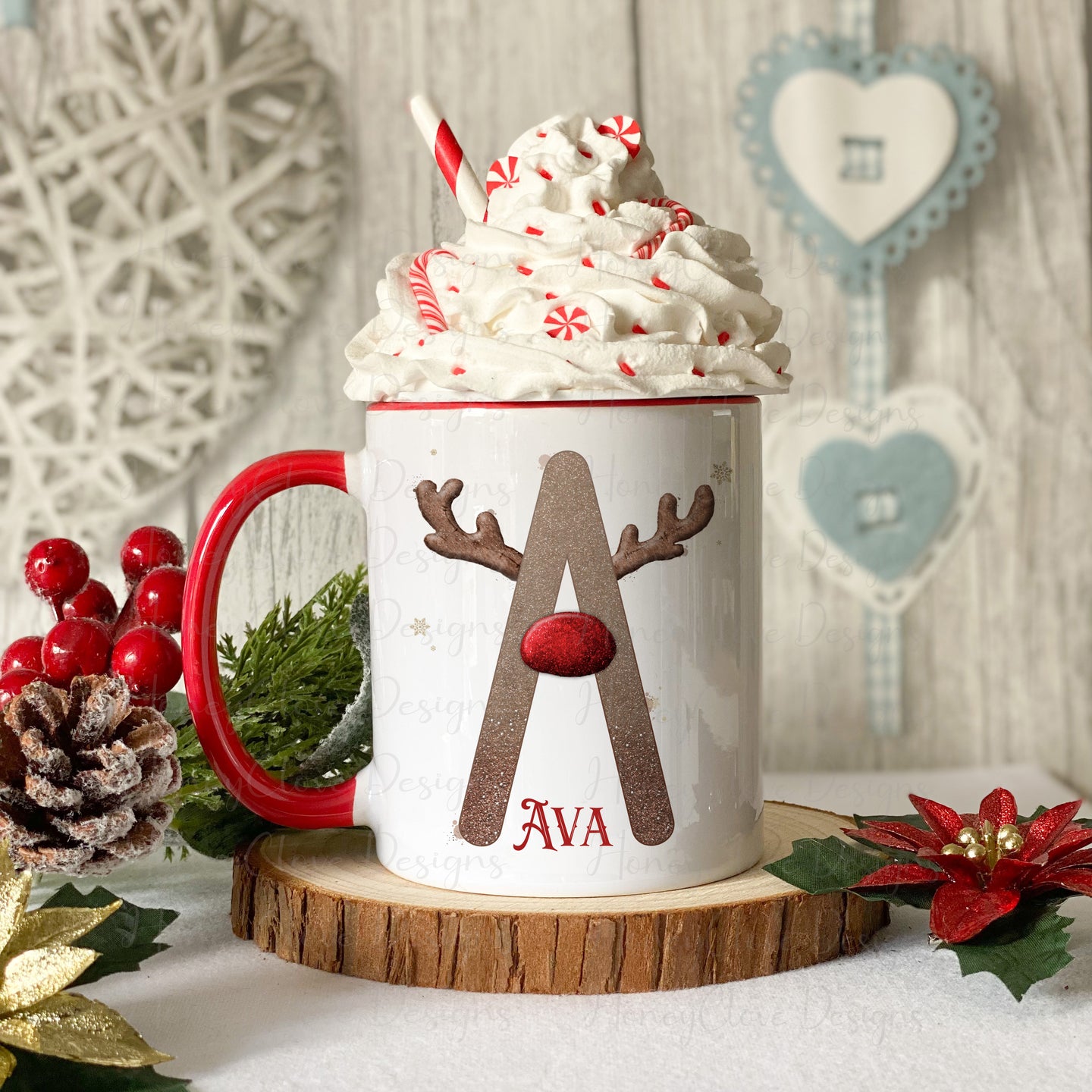 Reindeer Alphabet Christmas Mug