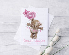 Load image into Gallery viewer, Baby Bear with balloons Greeting Card
