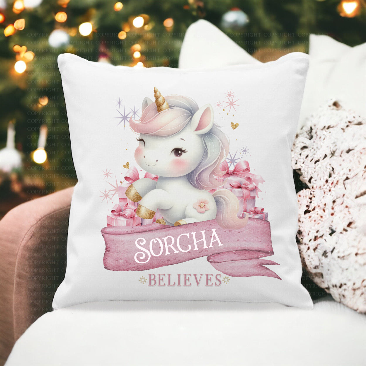 Baby Unicorn Christmas Snuggle Cushion