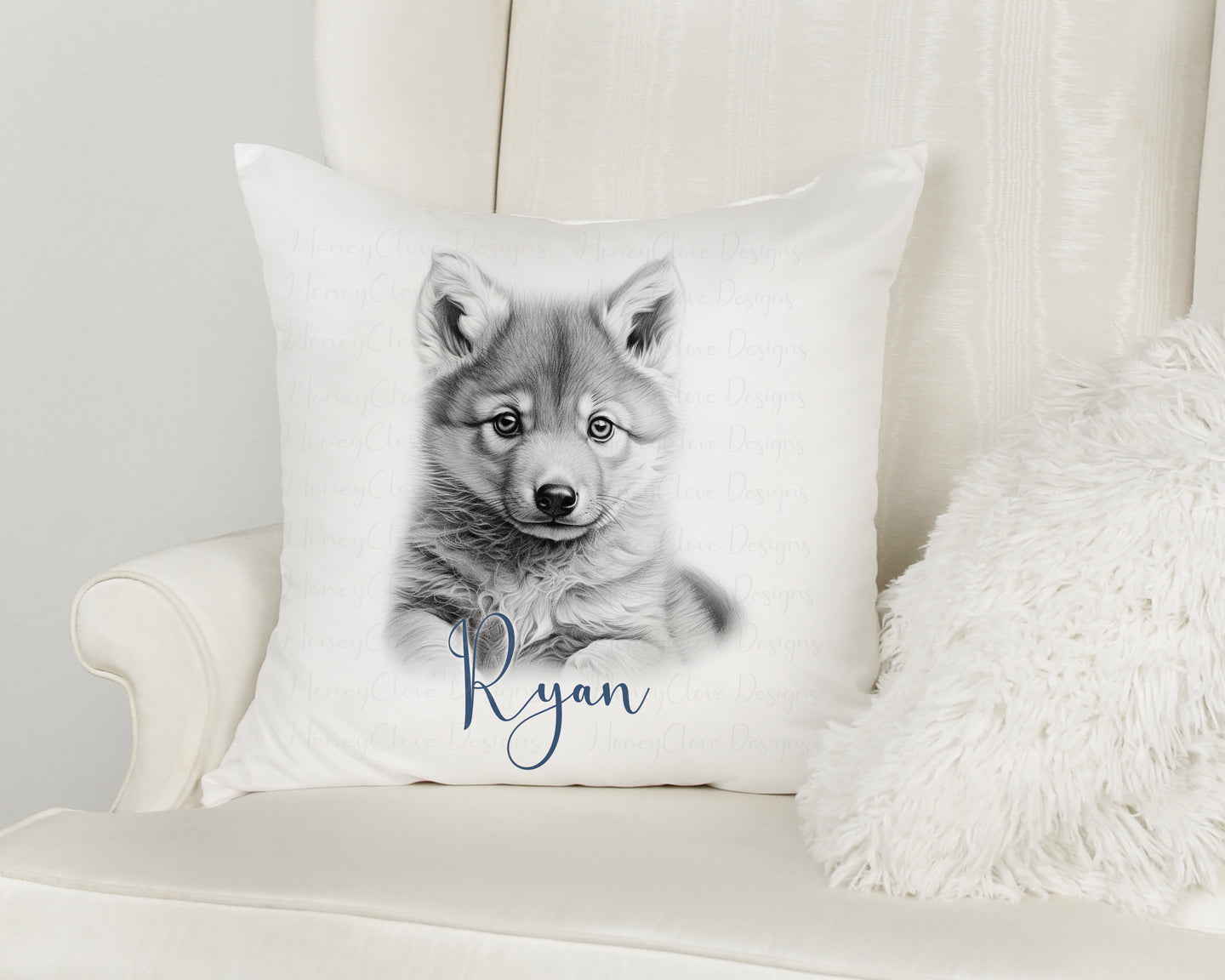 Sketch Design Cushion Baby Wolf