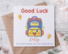 Load image into Gallery viewer, First day at school/preschool/montessori card  - Bright backpack
