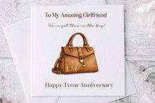 Load image into Gallery viewer, 3 year anniversary - Leather greeting card (Bag)
