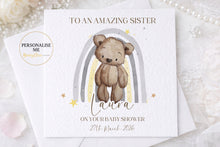 Load image into Gallery viewer, Personalized Baby Shower Card, Mummy To Be, Teddy Bear Design
