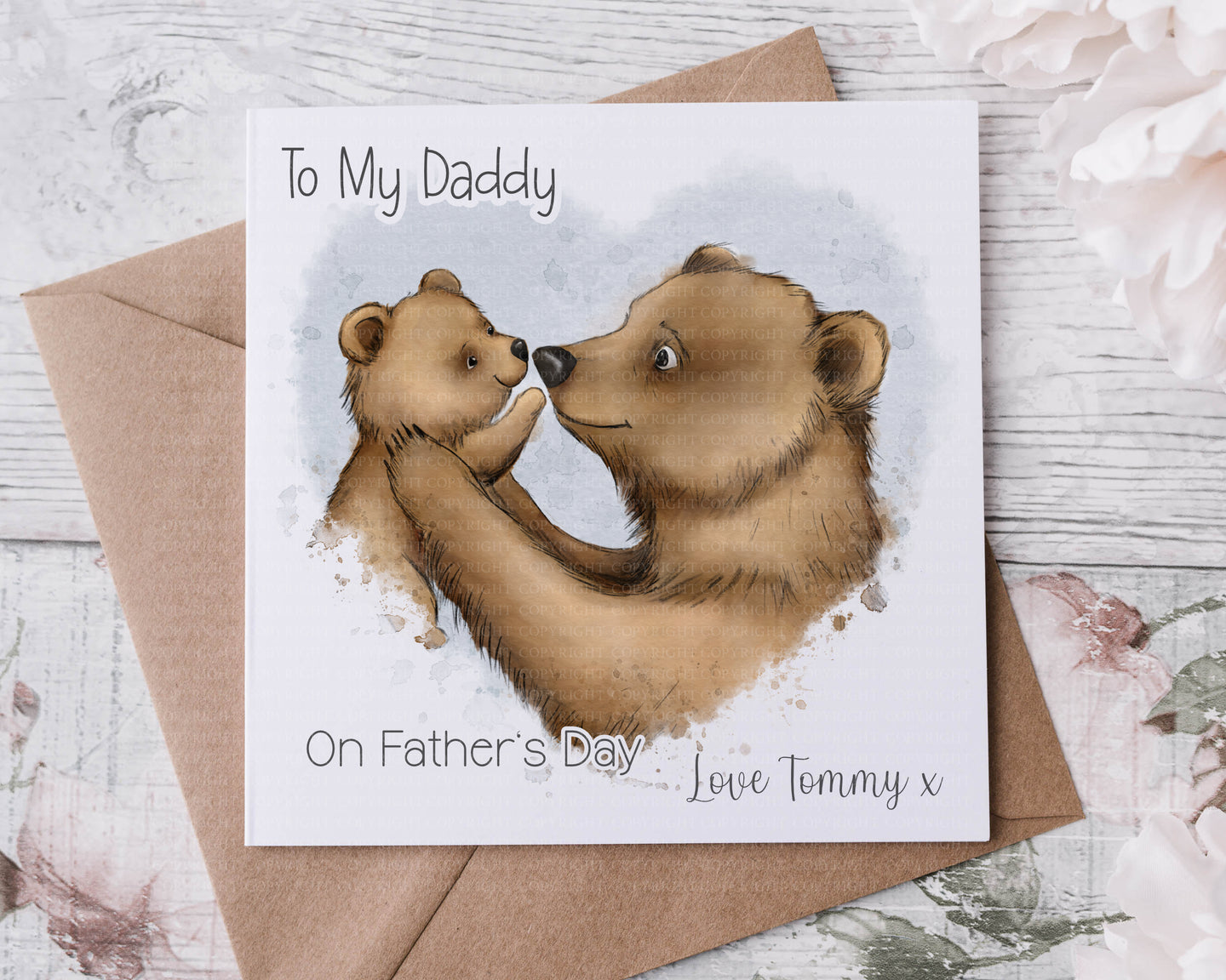 Bear & Cub Greeting Card - Blue
