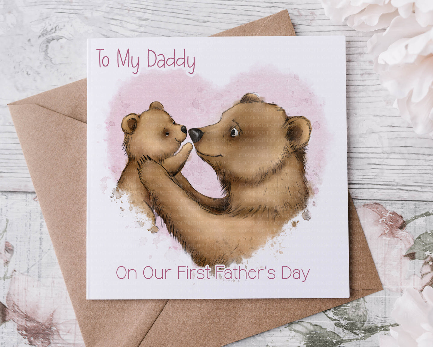 Bear & Cub Greeting Card - Pink