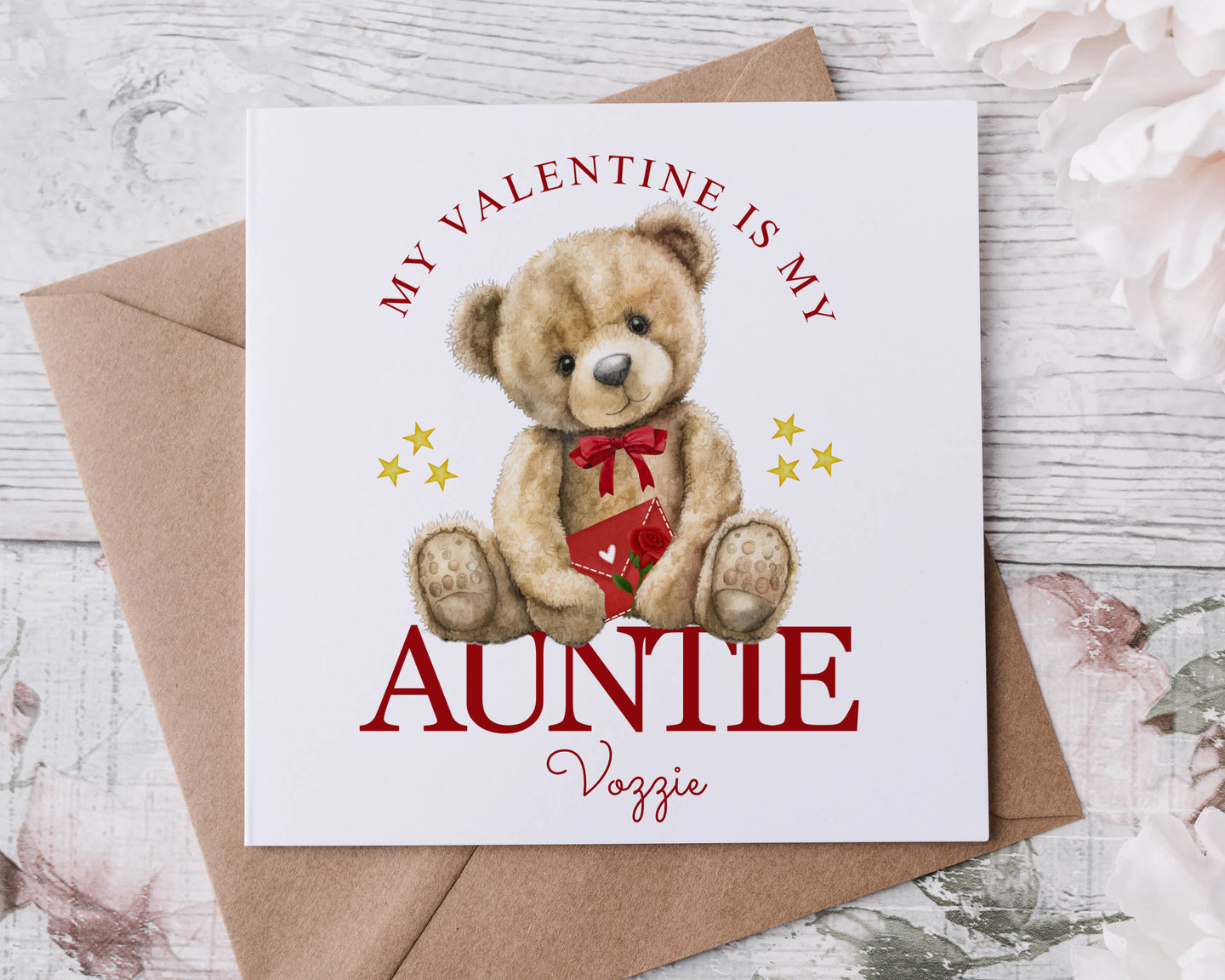 Brown Teddy Bear Valentine Card