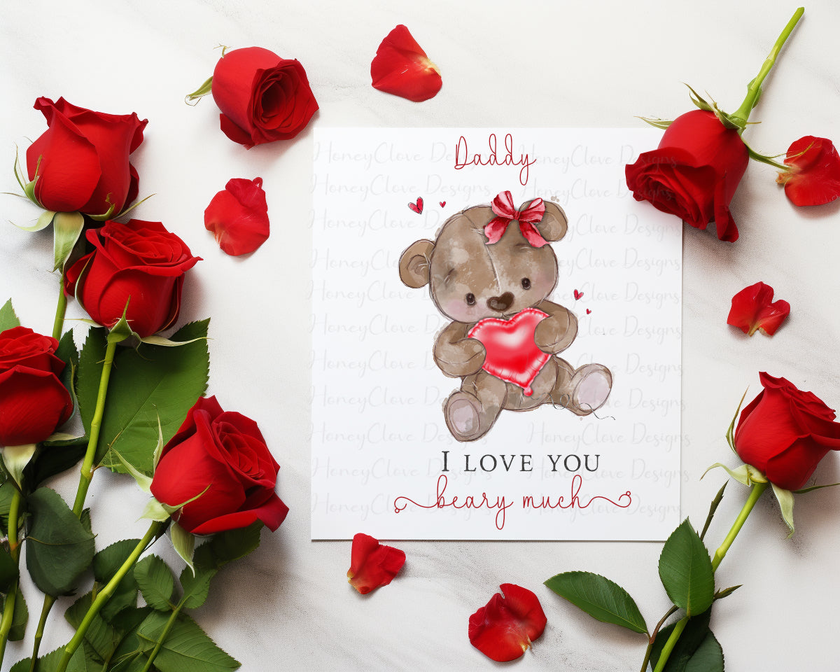 Red heart Bear Valentine Card