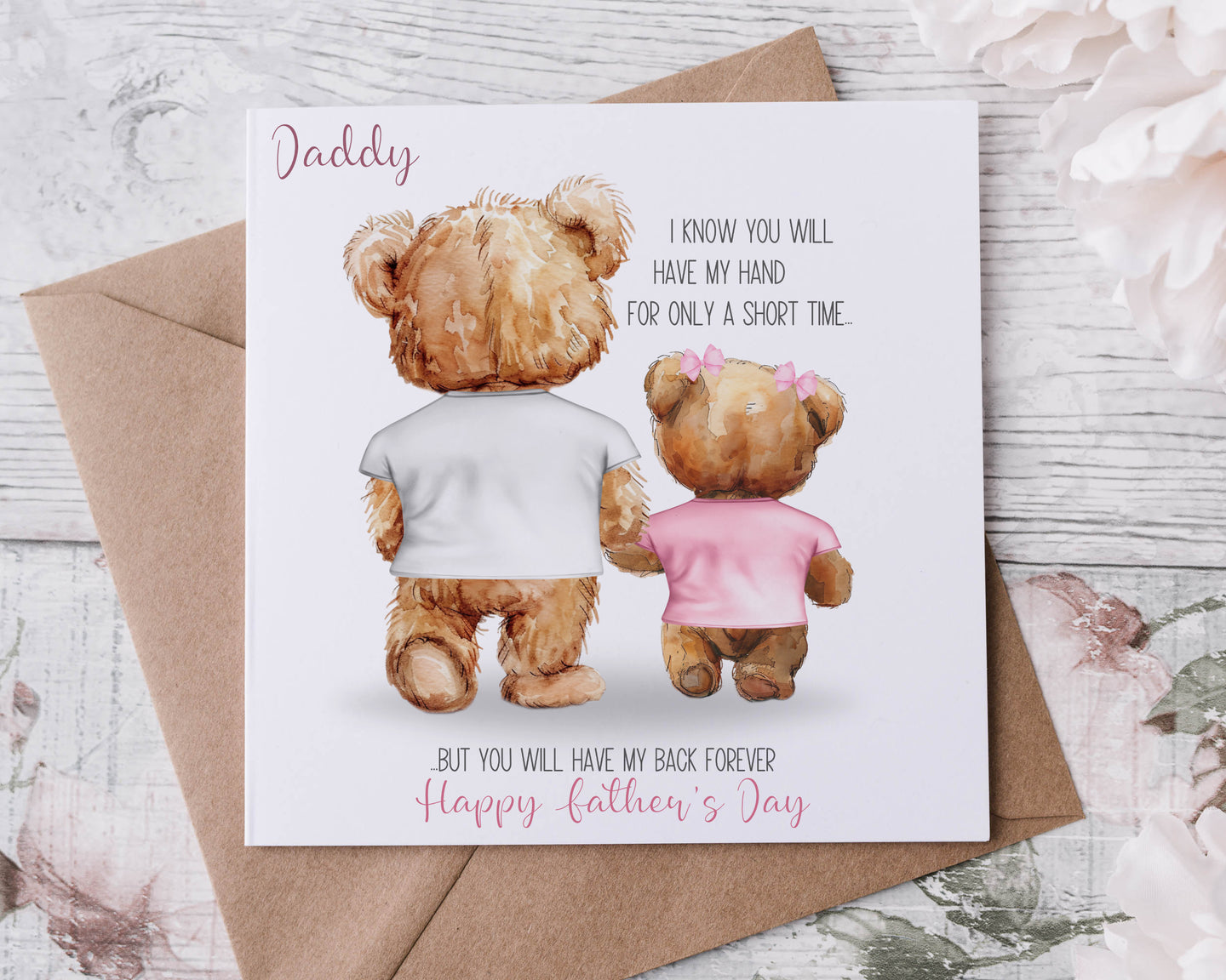 Daddy & Iittle bear Card - Pink