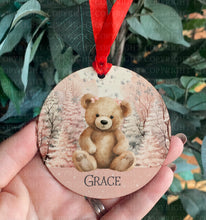 Load image into Gallery viewer, Teddy Bear Hanging Christmas Decoration - Blue or Pink
