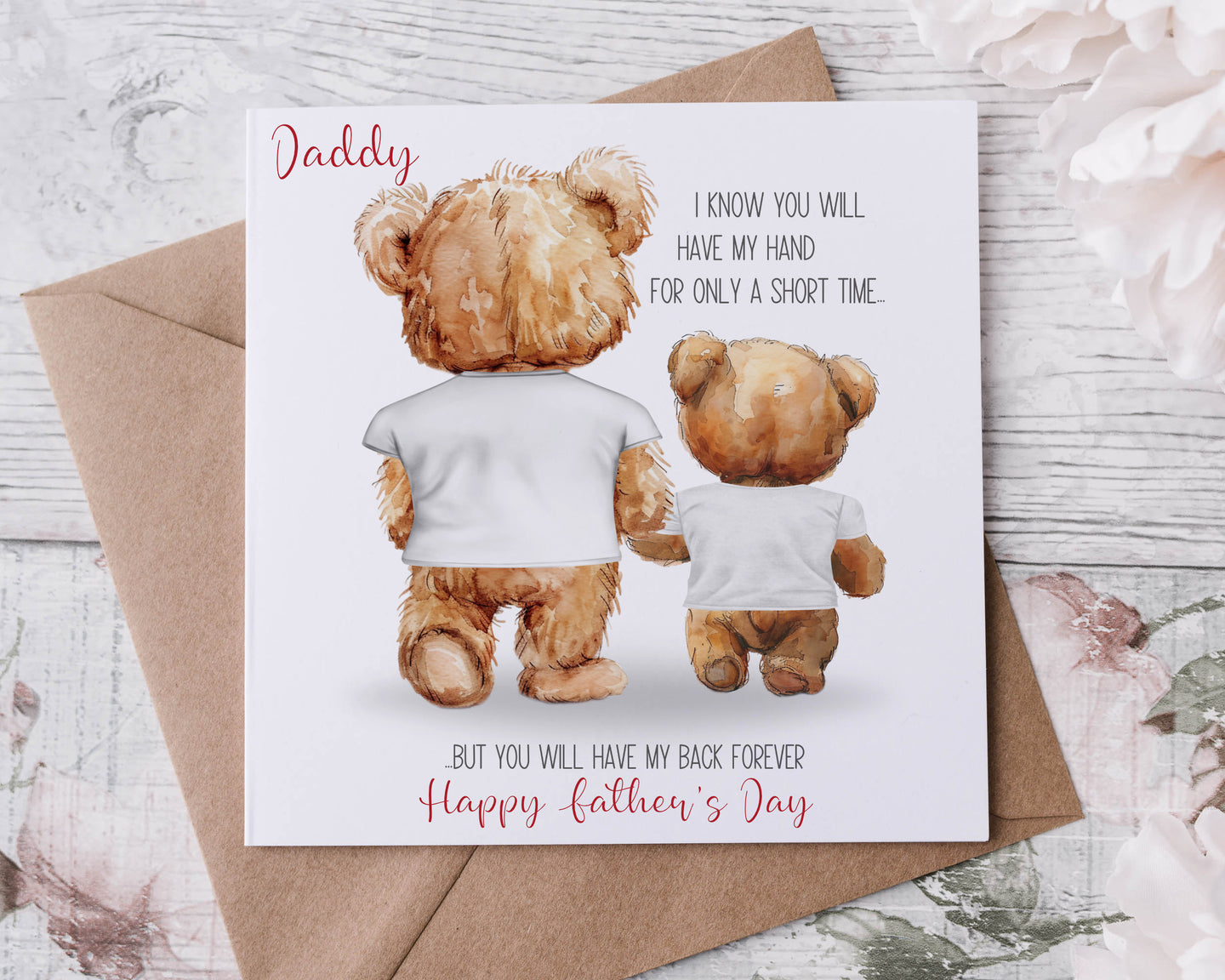 Daddy & Iittle bear Card - White