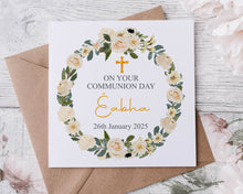 Load image into Gallery viewer, Beige &amp; Gold  Communion/Confirmation Greeting Card
