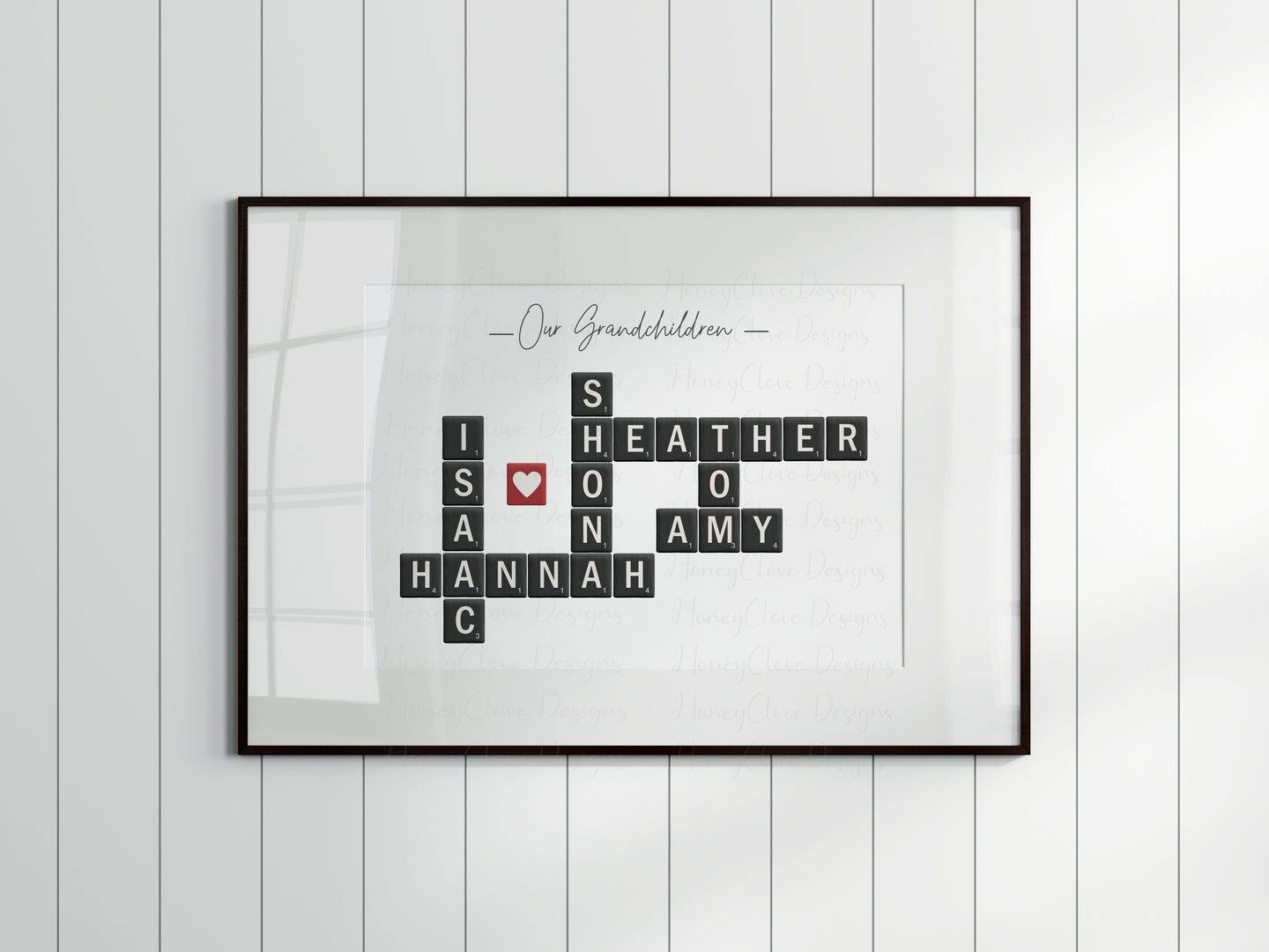 Letter Tile A4 Unframed Print - Black Tiles