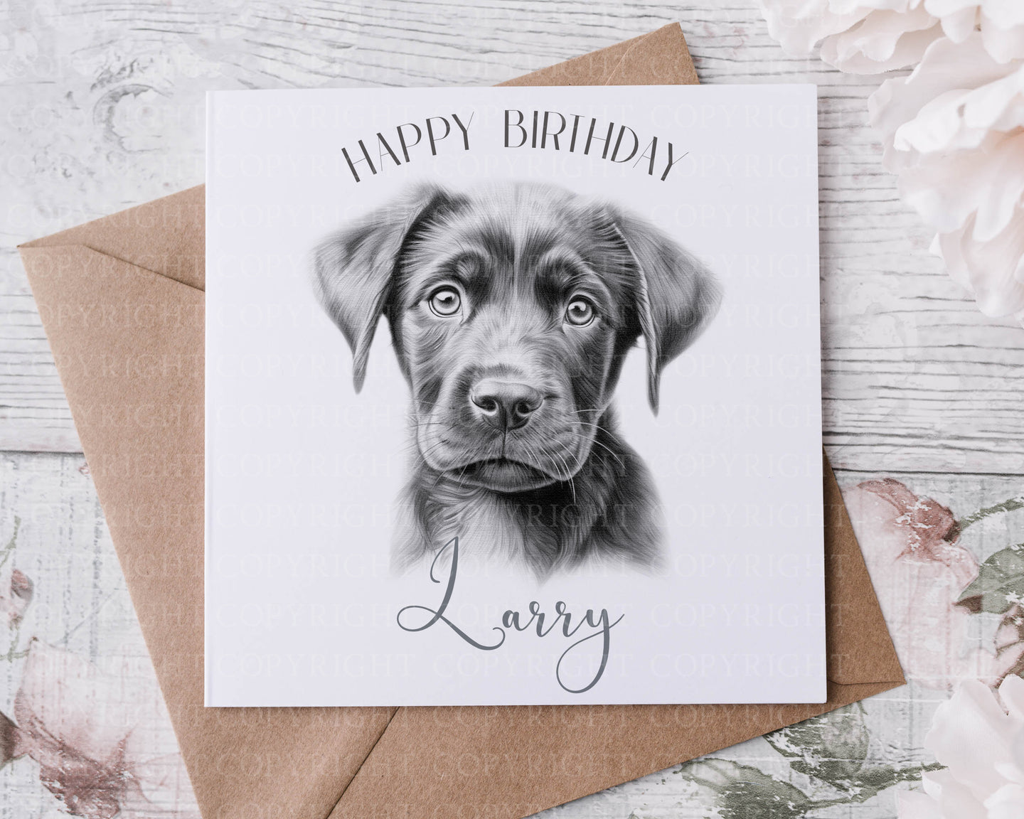 Sketch  Dog Birthday card - Black Labrador