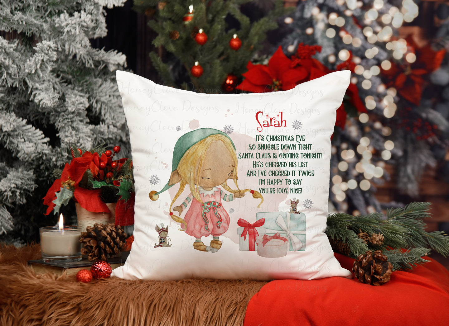 Christmas Girl Elf Cuddle Cushion