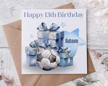 Load image into Gallery viewer, Blue Football Design Birthday Card
