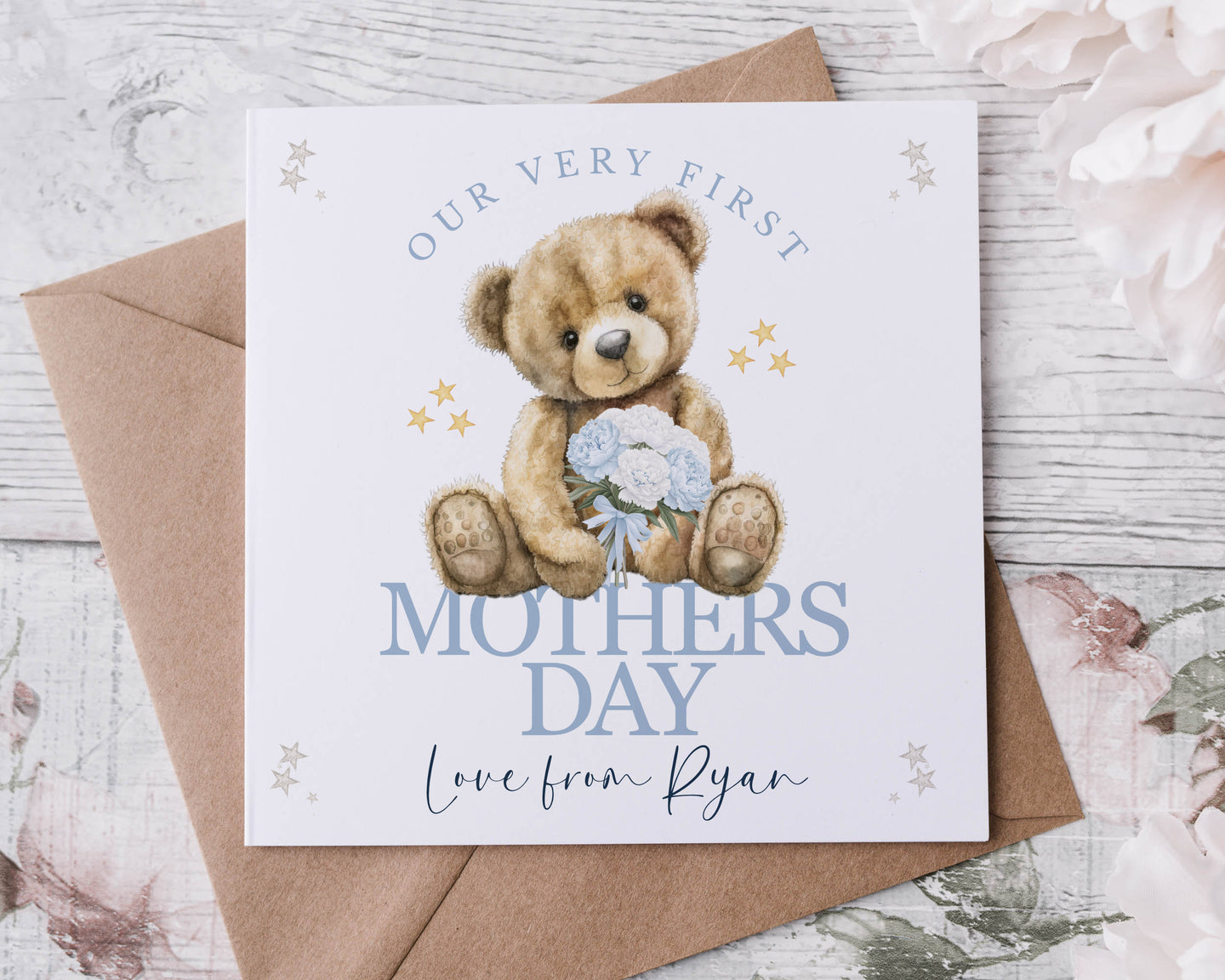 Mothers Day Card - teddy bear BLUE