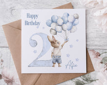 Load image into Gallery viewer, Baby Rabbit Birthday Card BLUE
