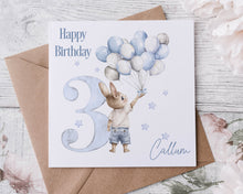 Load image into Gallery viewer, Baby Rabbit Birthday Card BLUE
