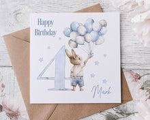 Load image into Gallery viewer, Baby Rabbit Birthday Card BLUE
