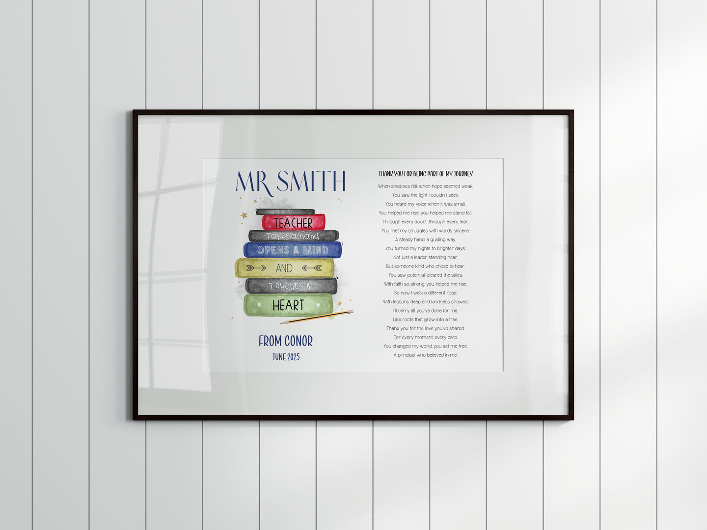 Special Teacher/Principal Poem UNFRAMED Print BOOKSTACK