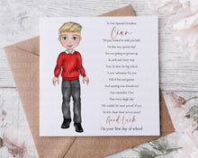 Load image into Gallery viewer, First day at school card  - School Boy
