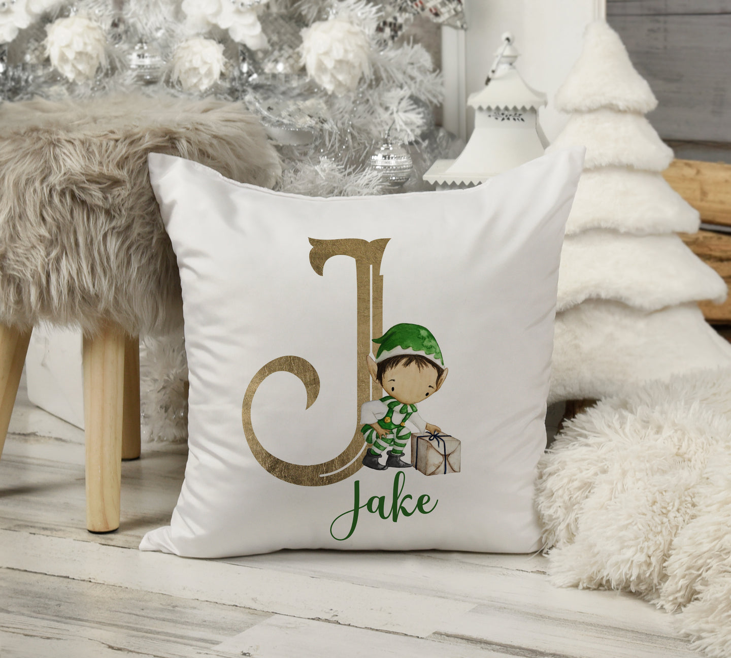 Christmas Green Elf Cushion